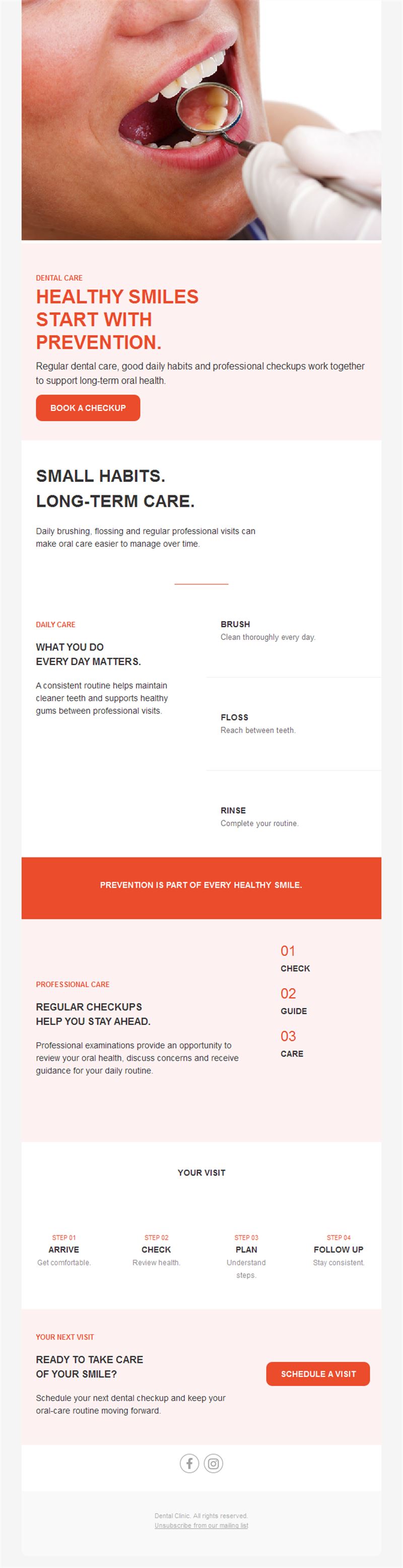 Dental prevention tips email template