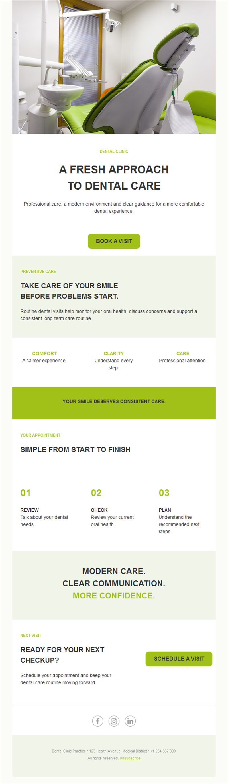 Lime green dental clinic email template