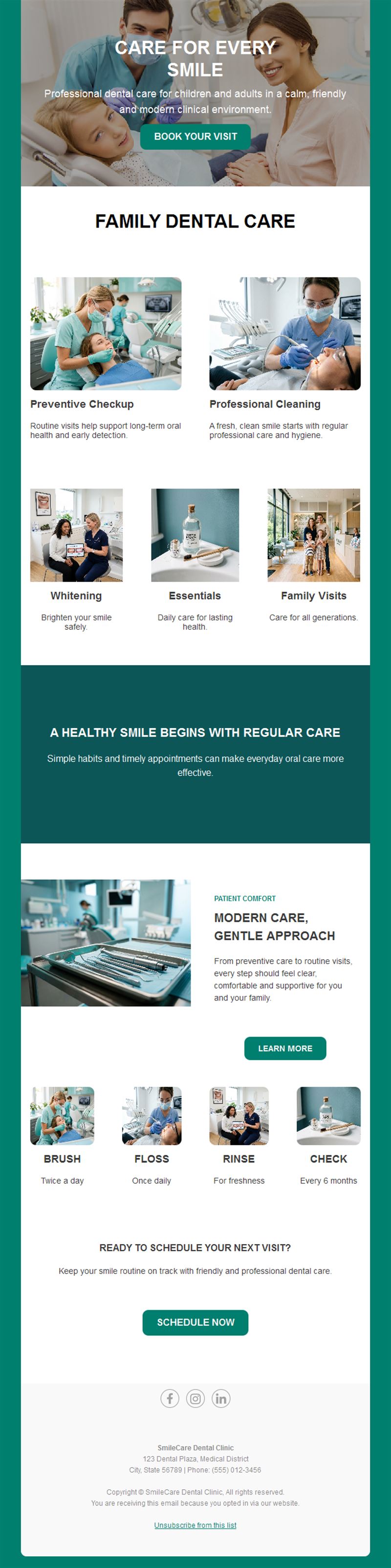 Family dental care newsletter template