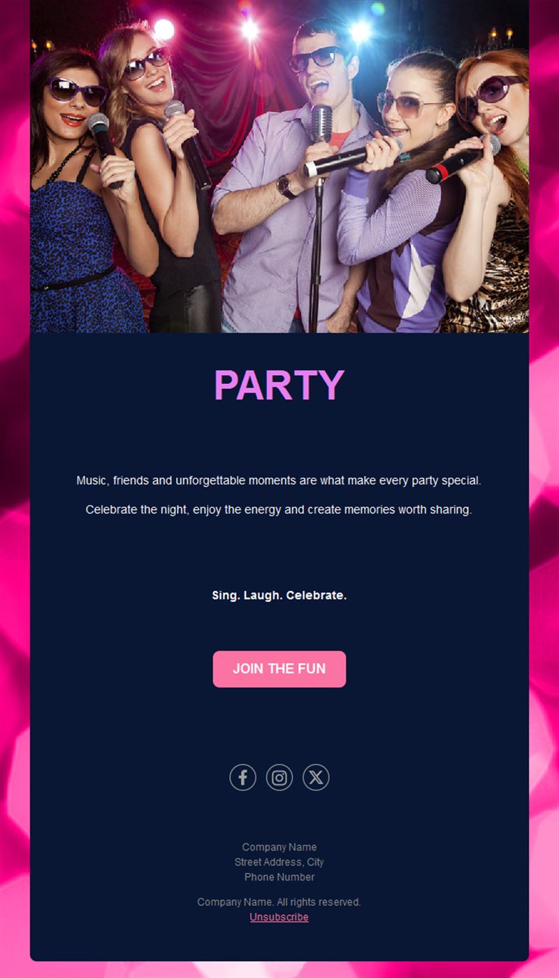 Karaoke and music party email template