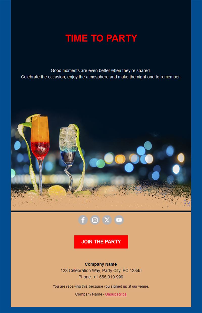 Cocktail party invitation email template
