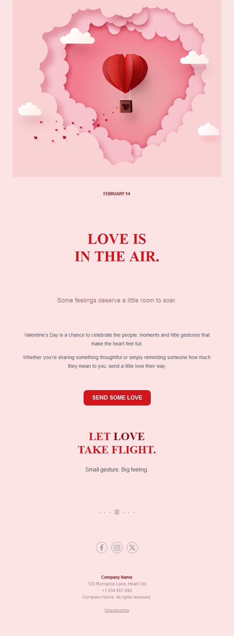 Love is in the air Valentine's email