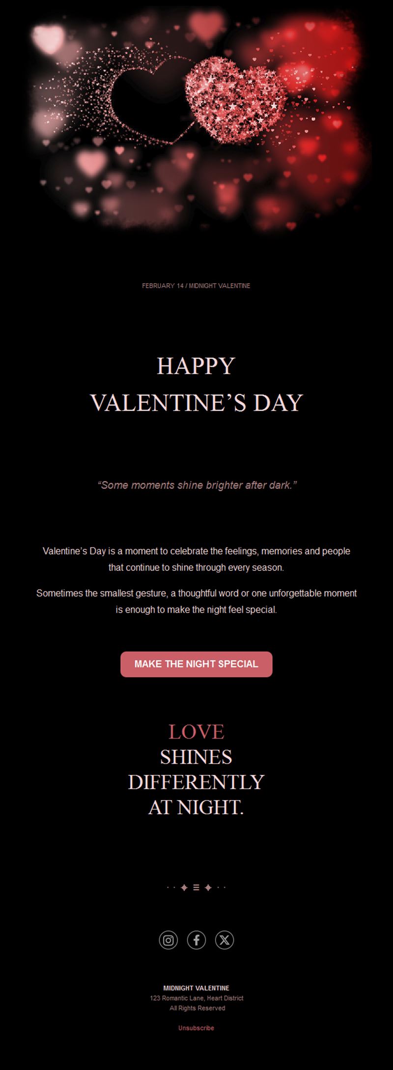 Night Valentine's Day email template