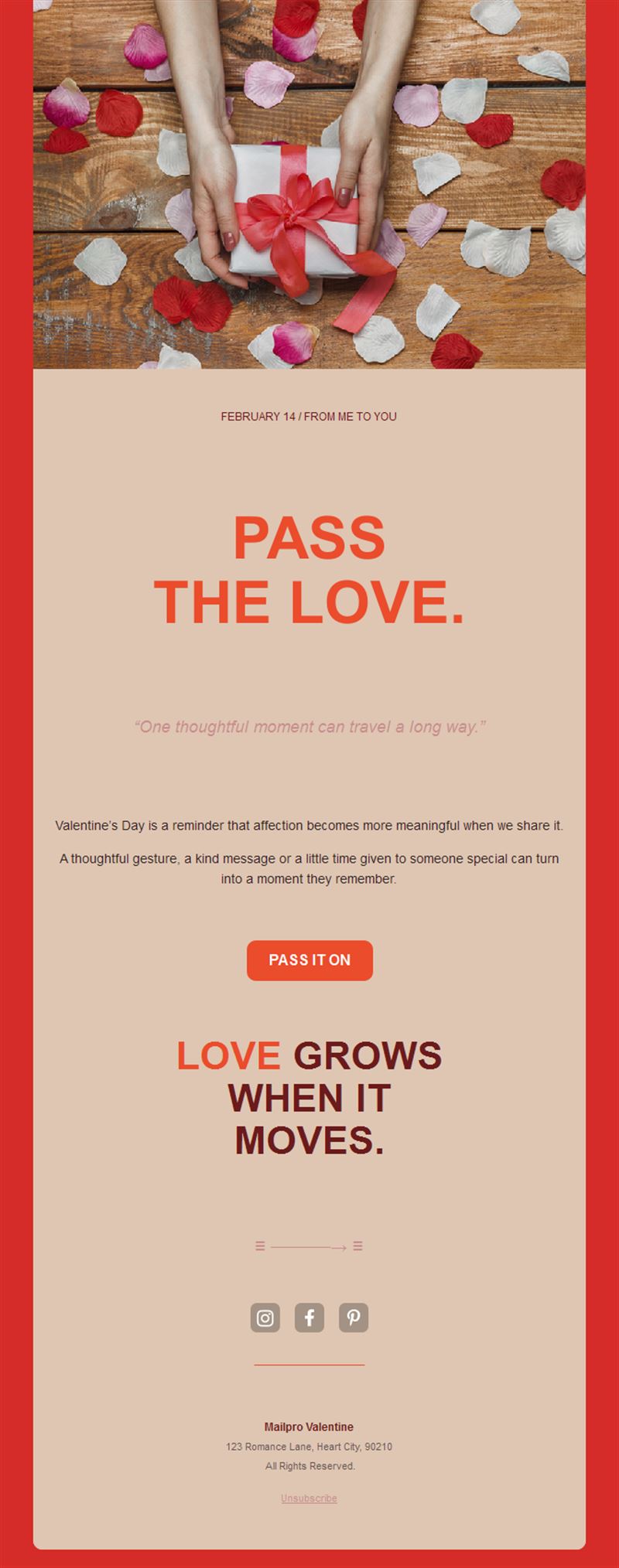 Pass the love Valentine's Day email