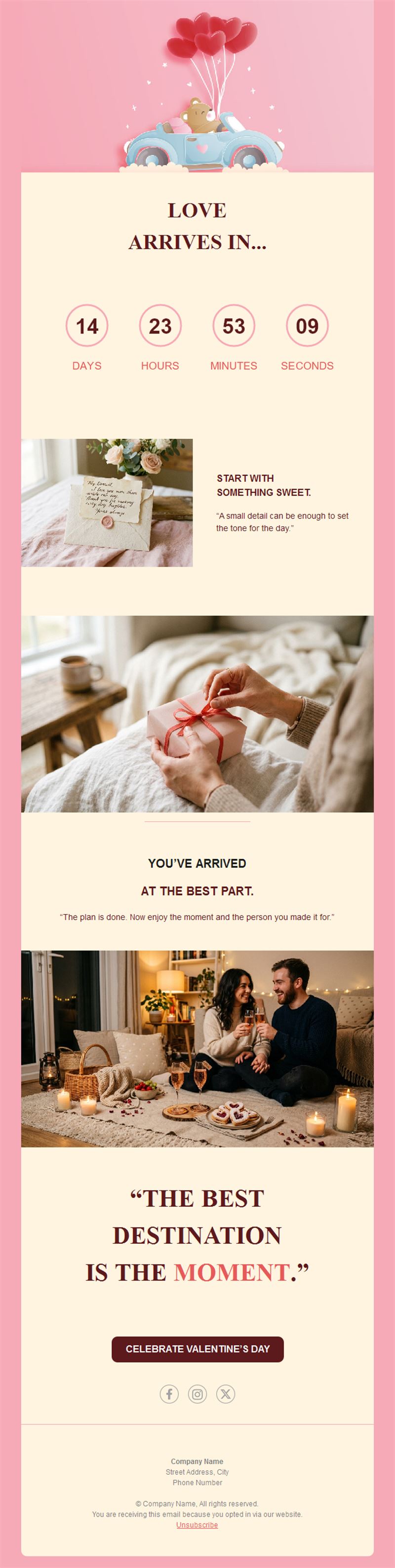 Valentine's Day countdown newsletter