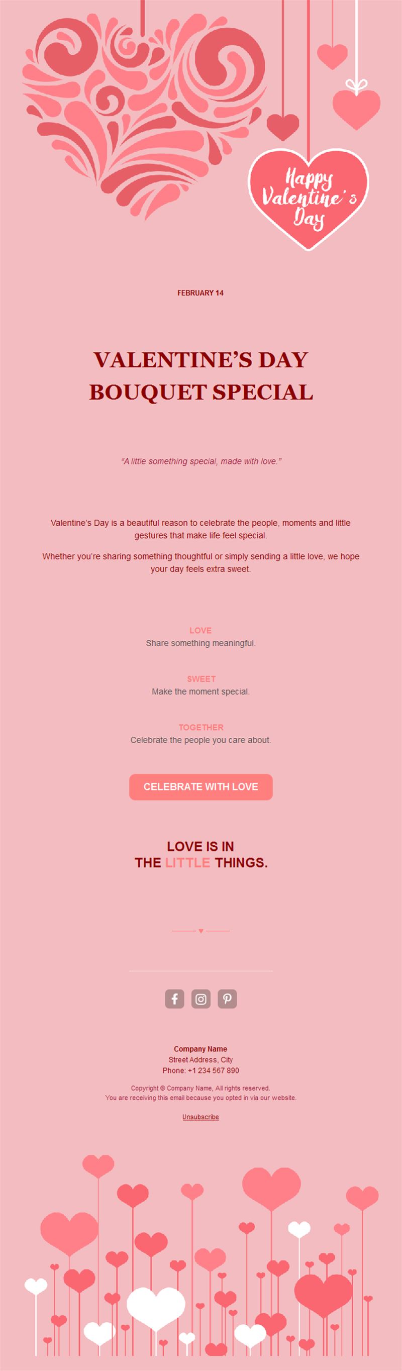 Valentine's Day flower bouquet email