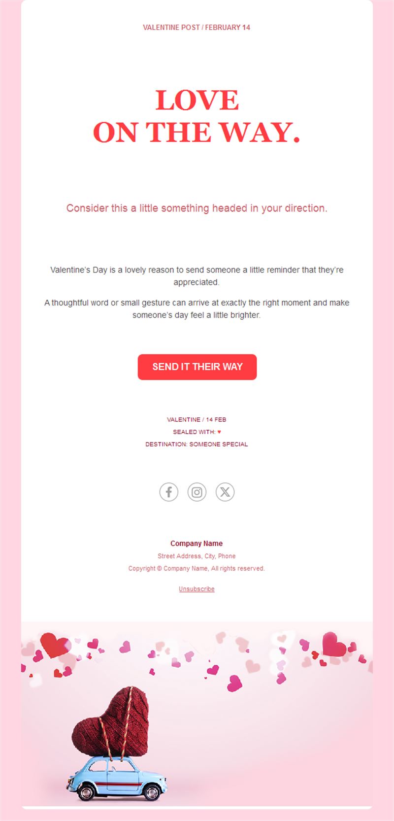 Love on the way Valentine's Day email