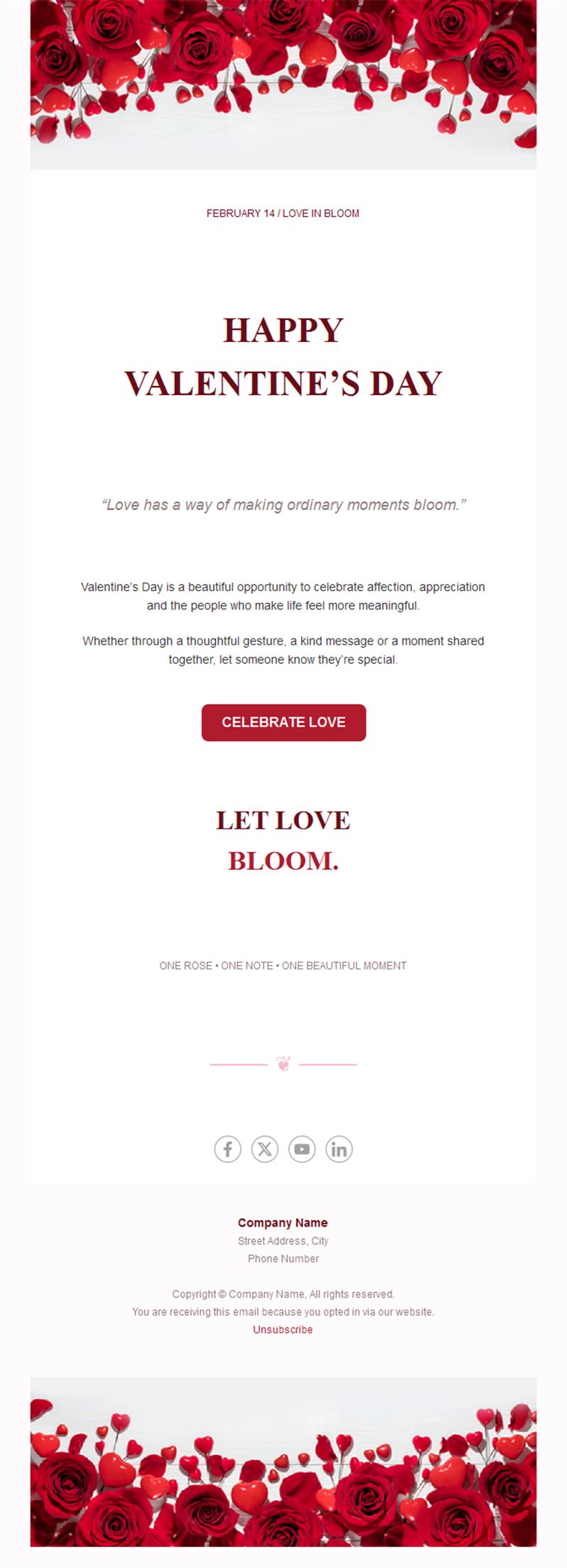 Red roses Valentine's Day email