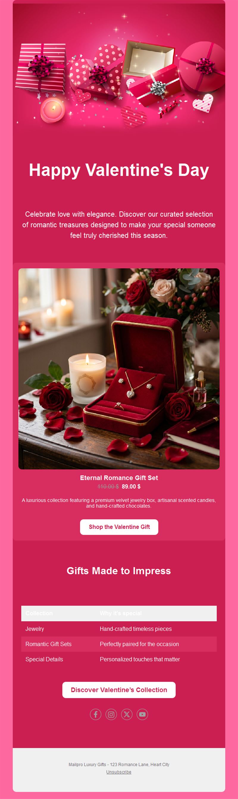 Valentine's gift set product email