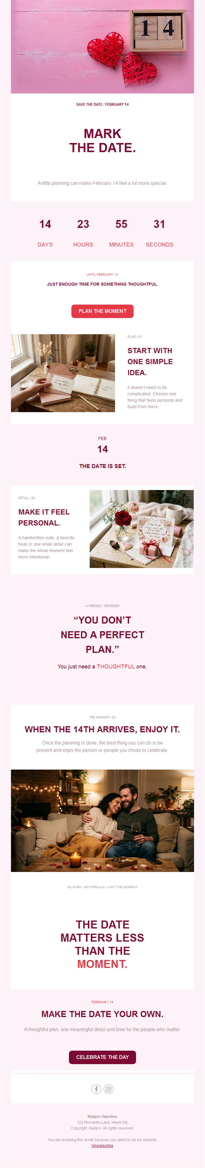 Save the date Valentine's Day email