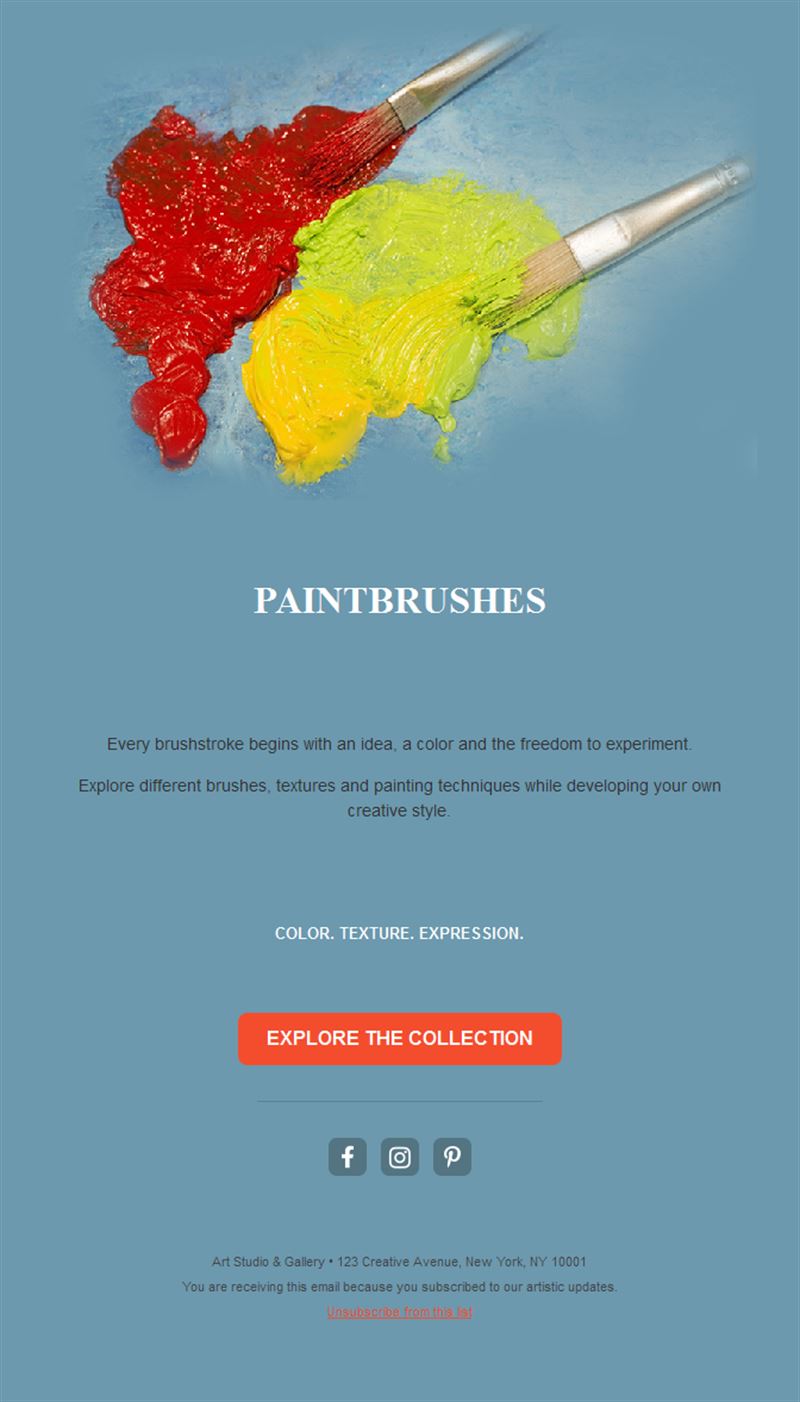 Paint and brushes collection email template