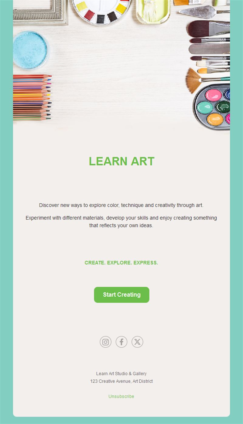 Watercolor and drawing class email template