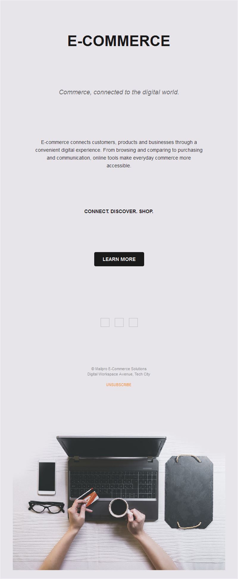Minimal ecommerce email with laptop