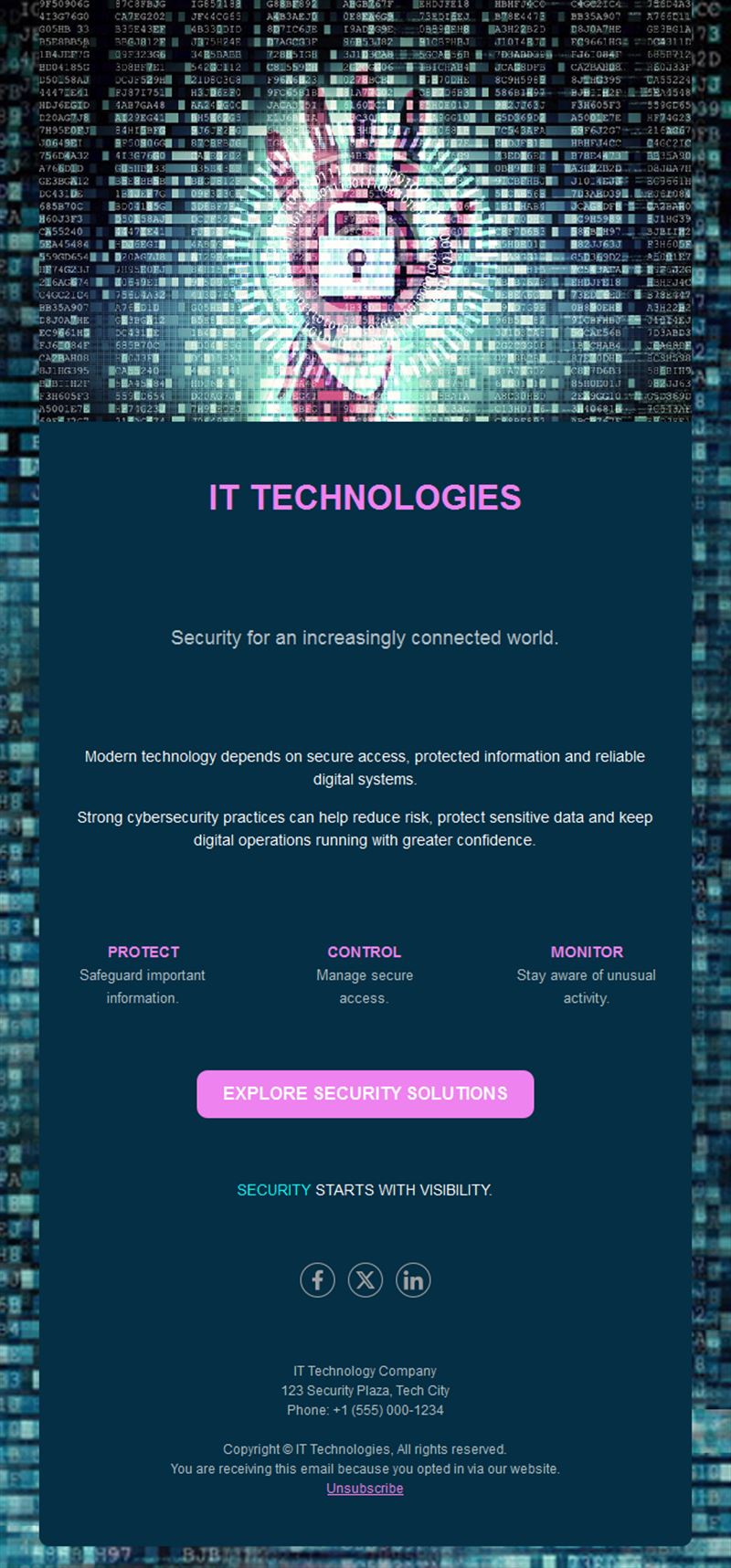 Cybersecurity solutions email template