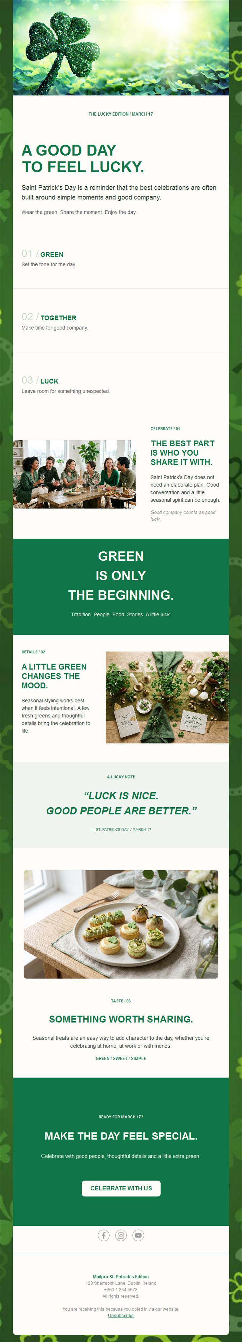 Lucky day St. Patrick's Day newsletter