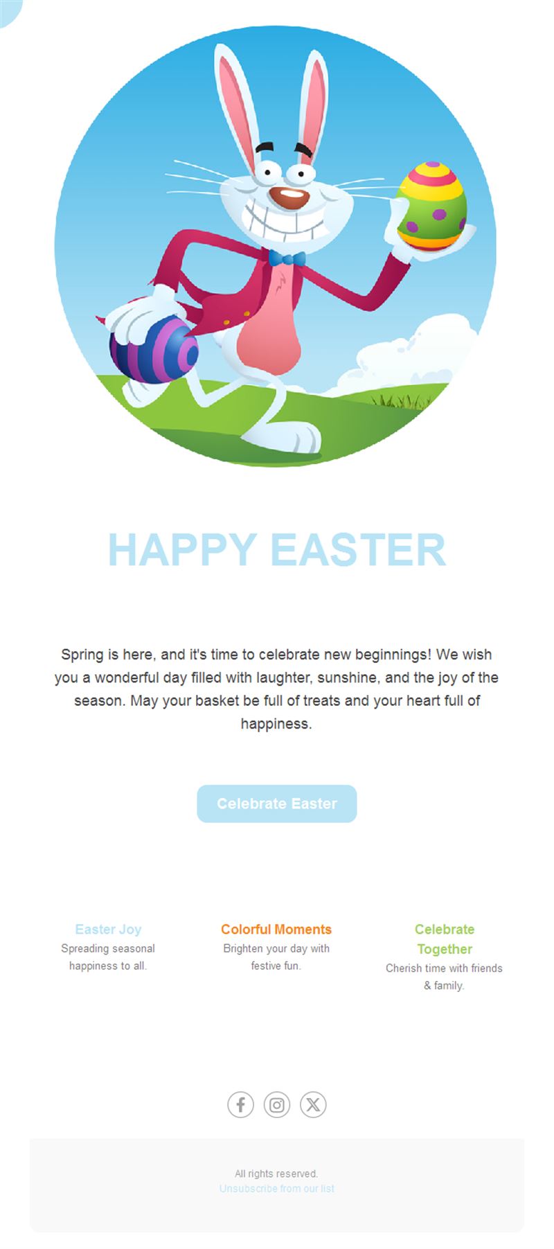 Fun cartoon Easter bunny email