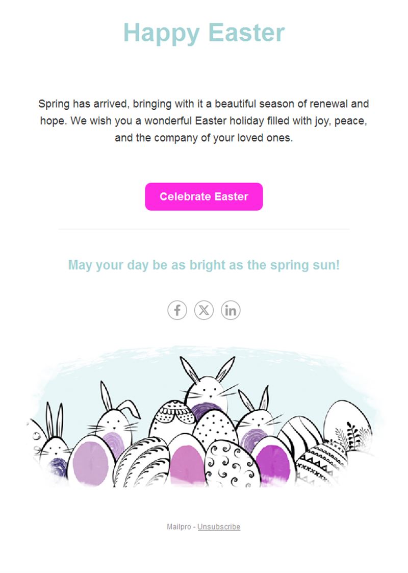 Minimal Easter wishes email template