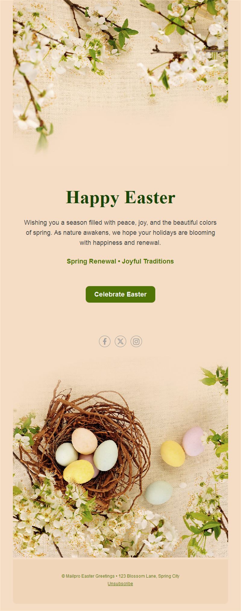 Spring blossom Happy Easter email