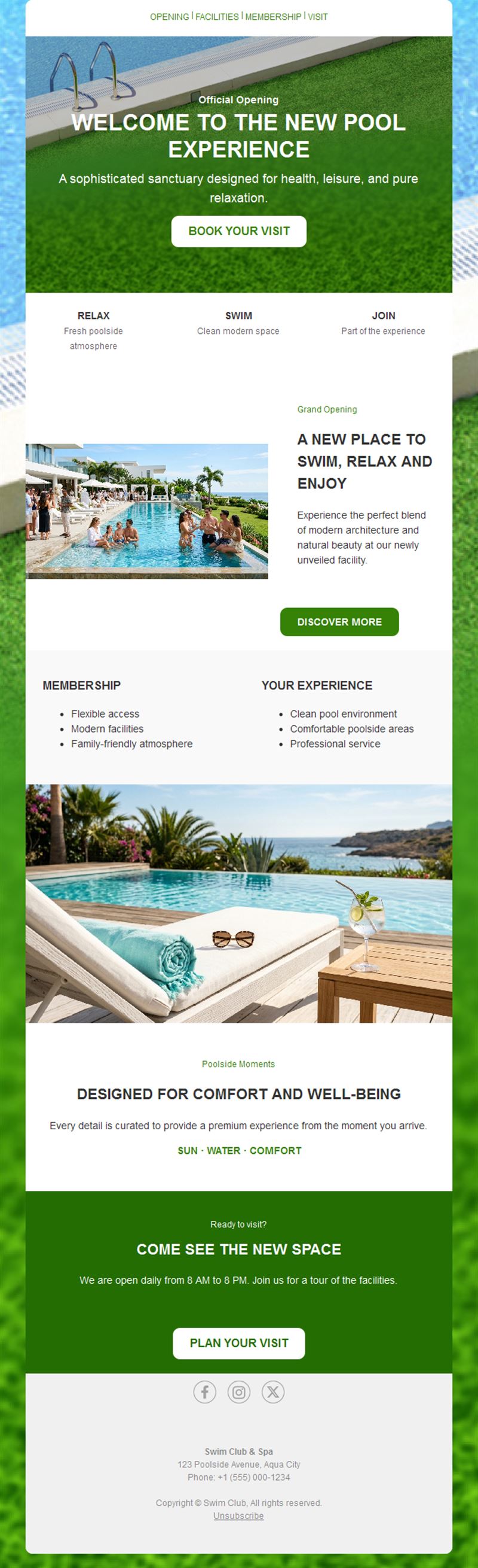 New pool opening newsletter template