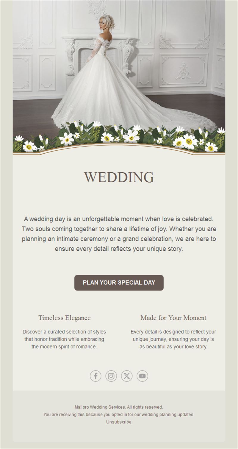 Wedding planner email template