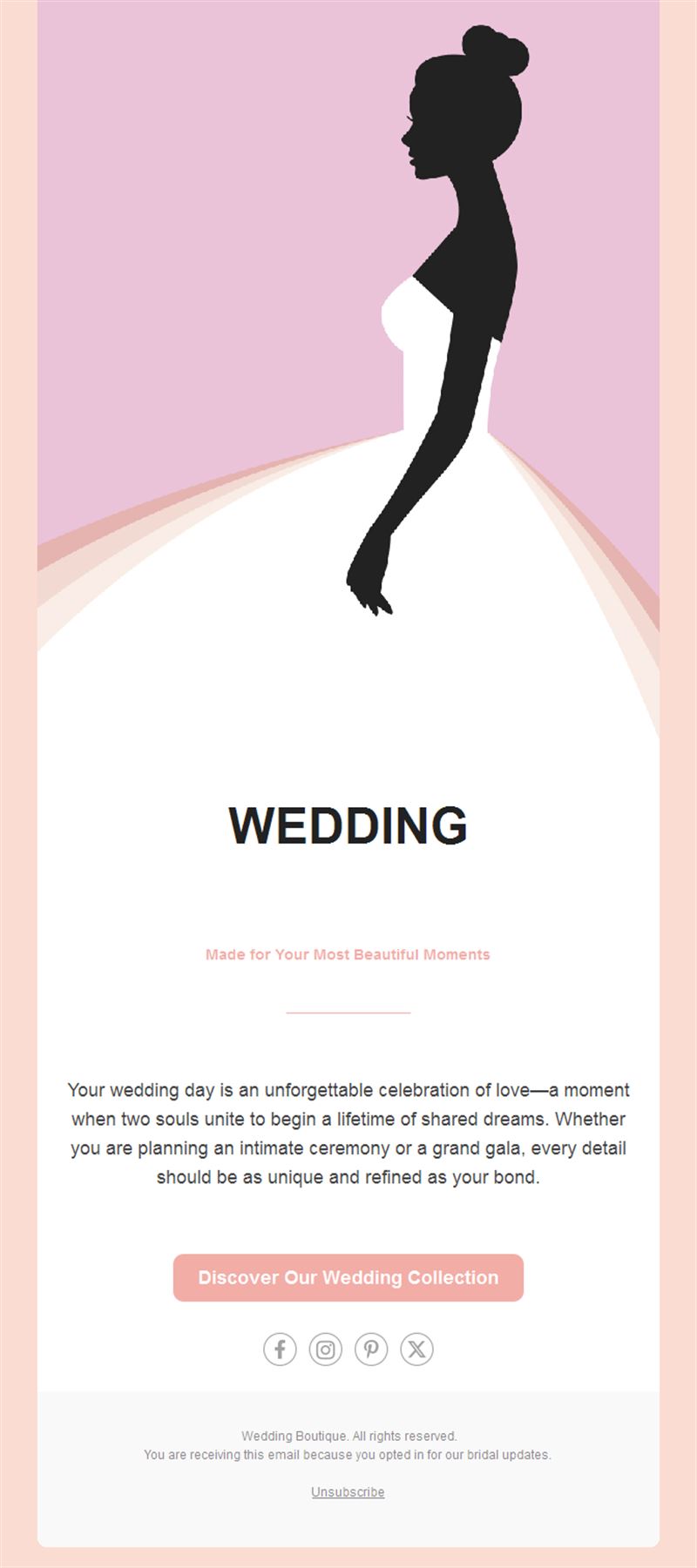 Bridal boutique wedding email