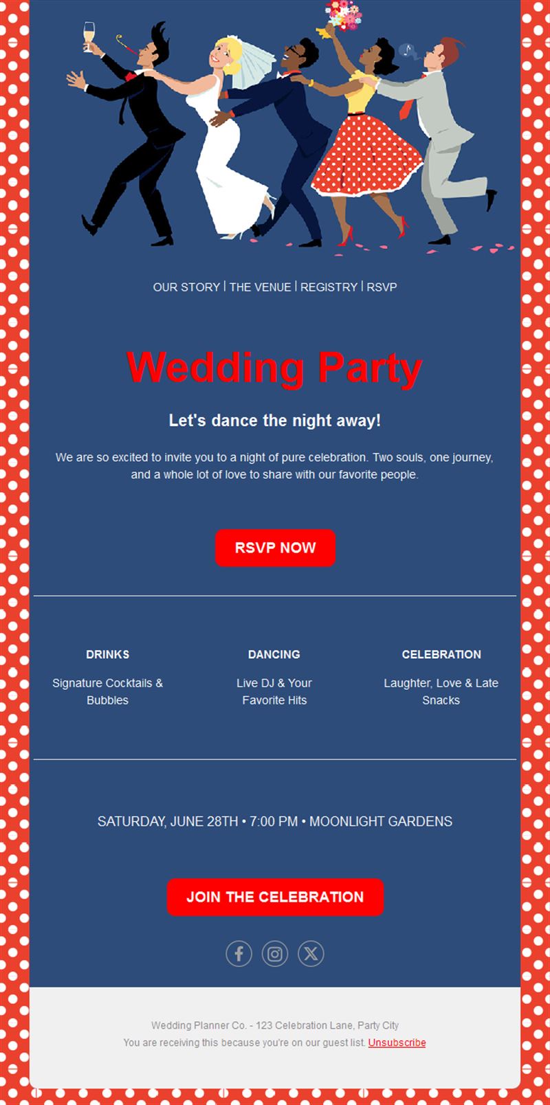 Wedding party invitation with RSVP