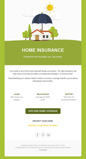 Green home insurance email template