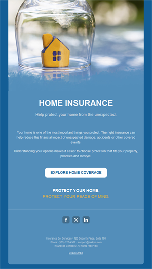 Blue home insurance email template