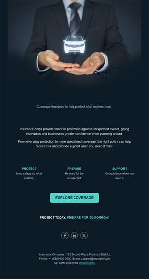 Dark car insurance email template