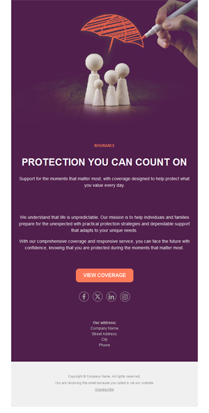 Purple family insurance email template