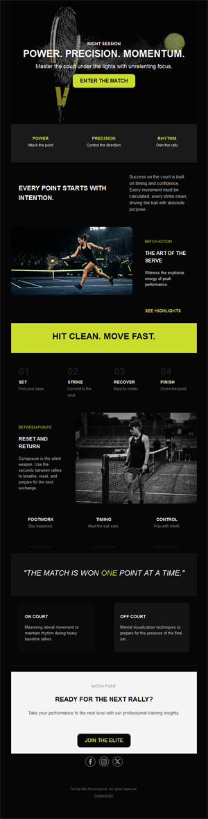 Night session tennis match email