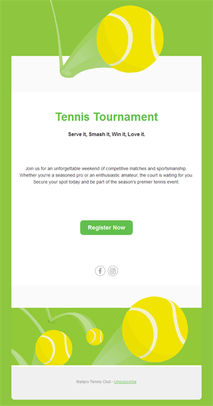 Lime green tennis tournament email