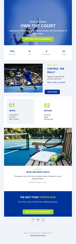 Blue tennis tournament newsletter