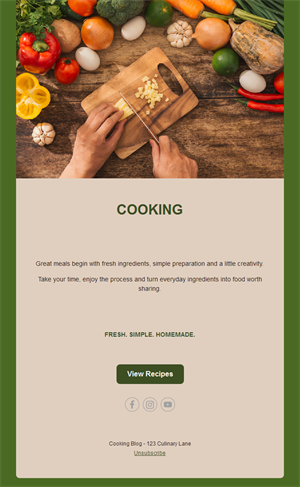 Green fresh homemade cooking email