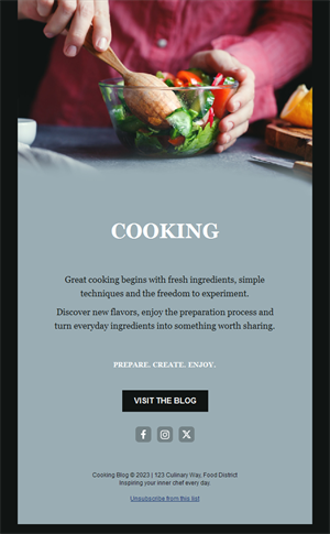 Grey-blue cooking blog email template
