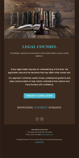 Dark wood legal counsel email template