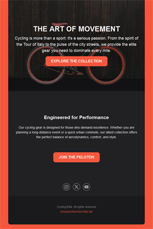 Performance cycling gear collection email