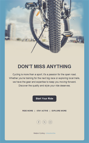 Simple cycling newsletter template