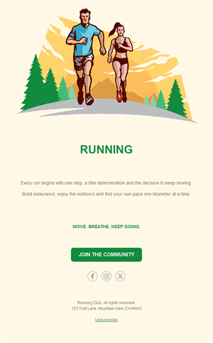 Illustrated outdoor running club email