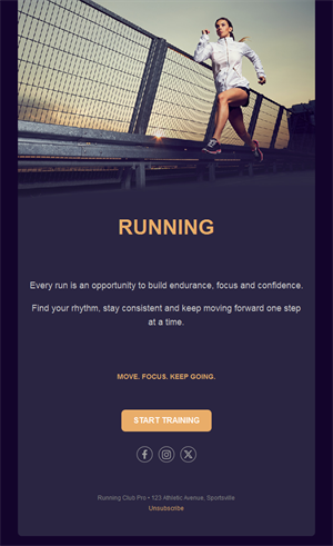 Purple urban running email template