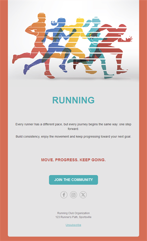 Colorful running club email template