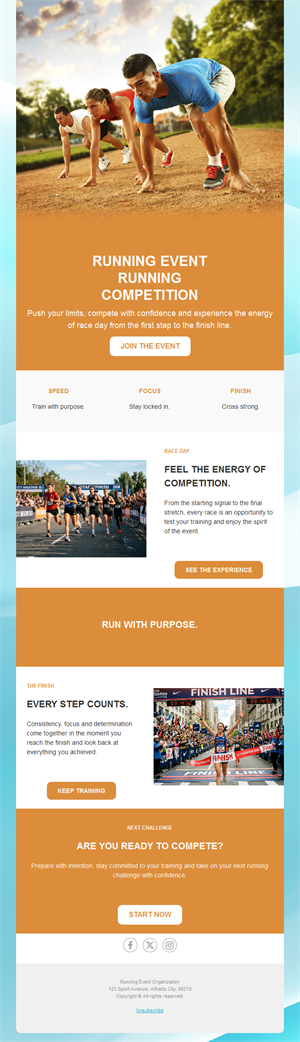Running race event email template