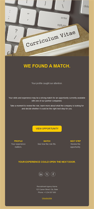 CV match recruiting email template
