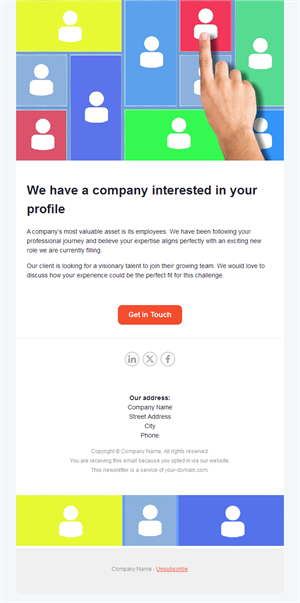 Colorful recruitment agency email