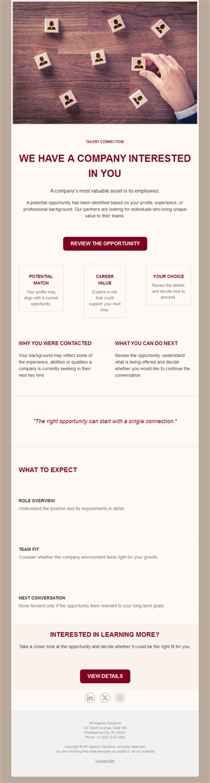 Headhunter outreach email template