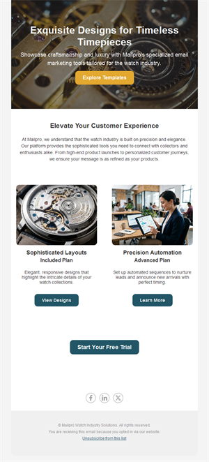 Watch brand email platform showcase