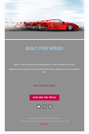 Red sports car racing email template