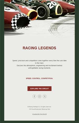 Vintage racing cars email template