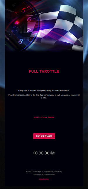 Checkered flag racing email template