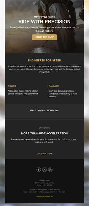 Motorcycle racing newsletter template